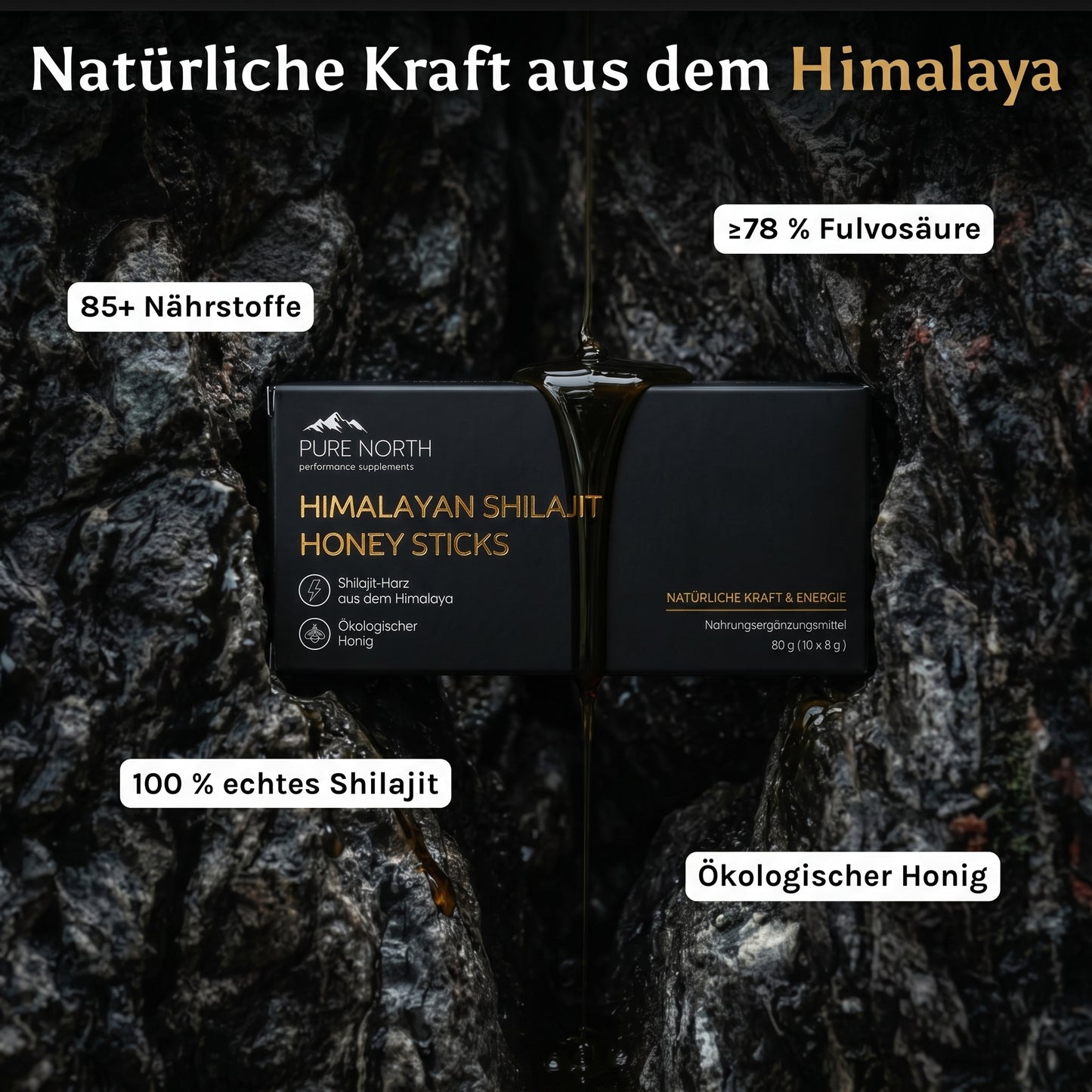 Pure North Himalayan Shilajit Honey Sticks (10er-Pack)